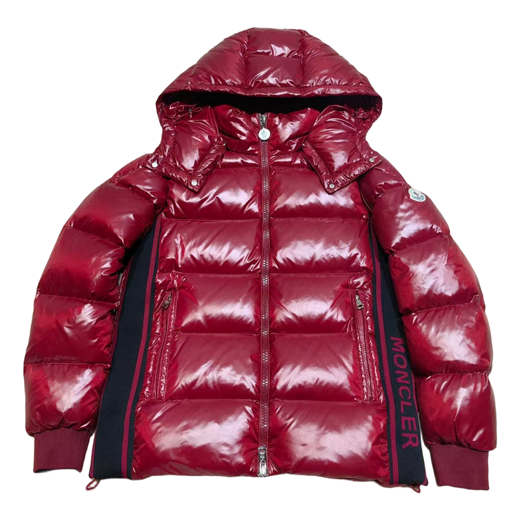 Moncler Logo-Zip Glossy Hooded Puffer Jacket – Red | Premium Down | Luxury Outerwear