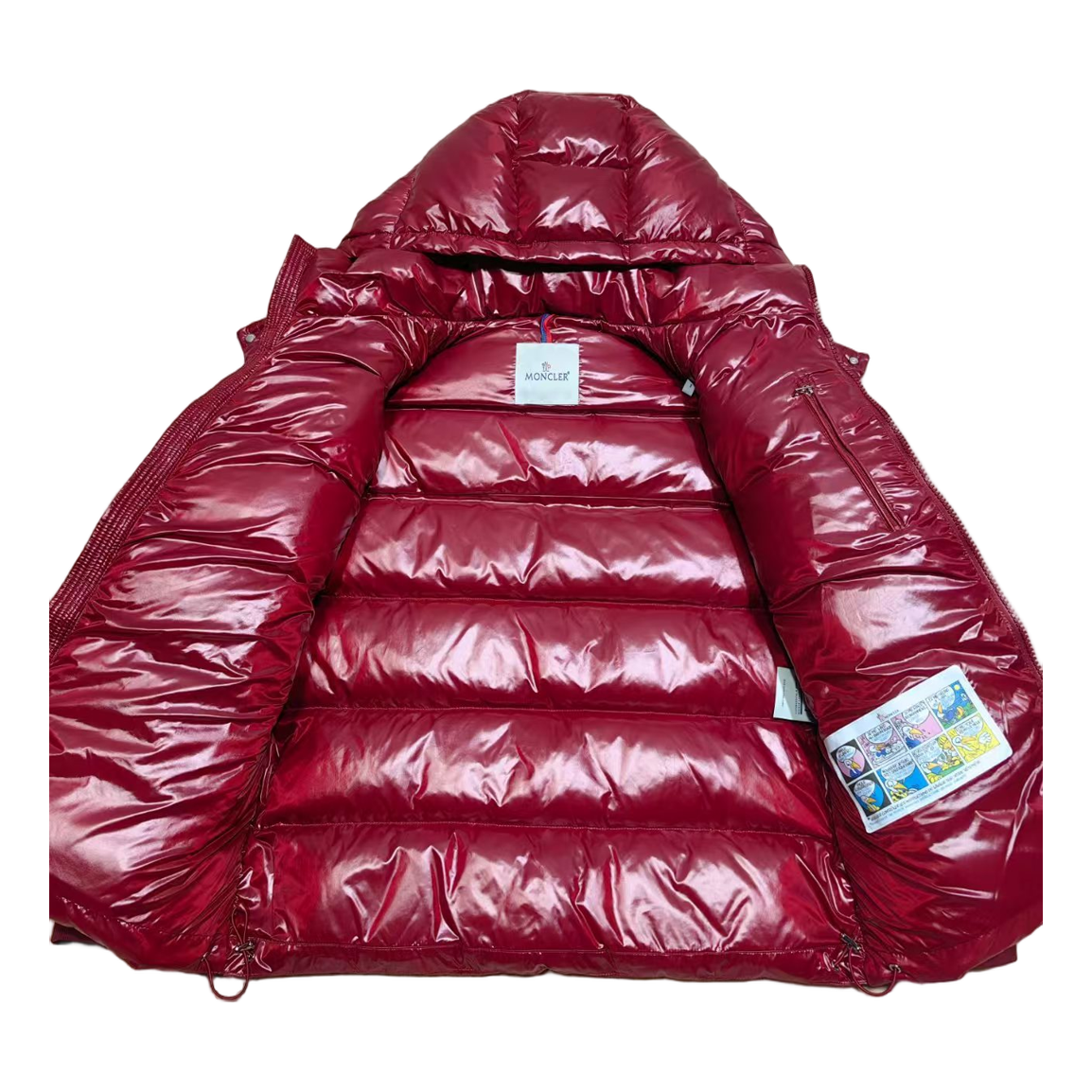 Moncler Logo-Zip Glossy Hooded Puffer Jacket – Red | Premium Down | Luxury Outerwear