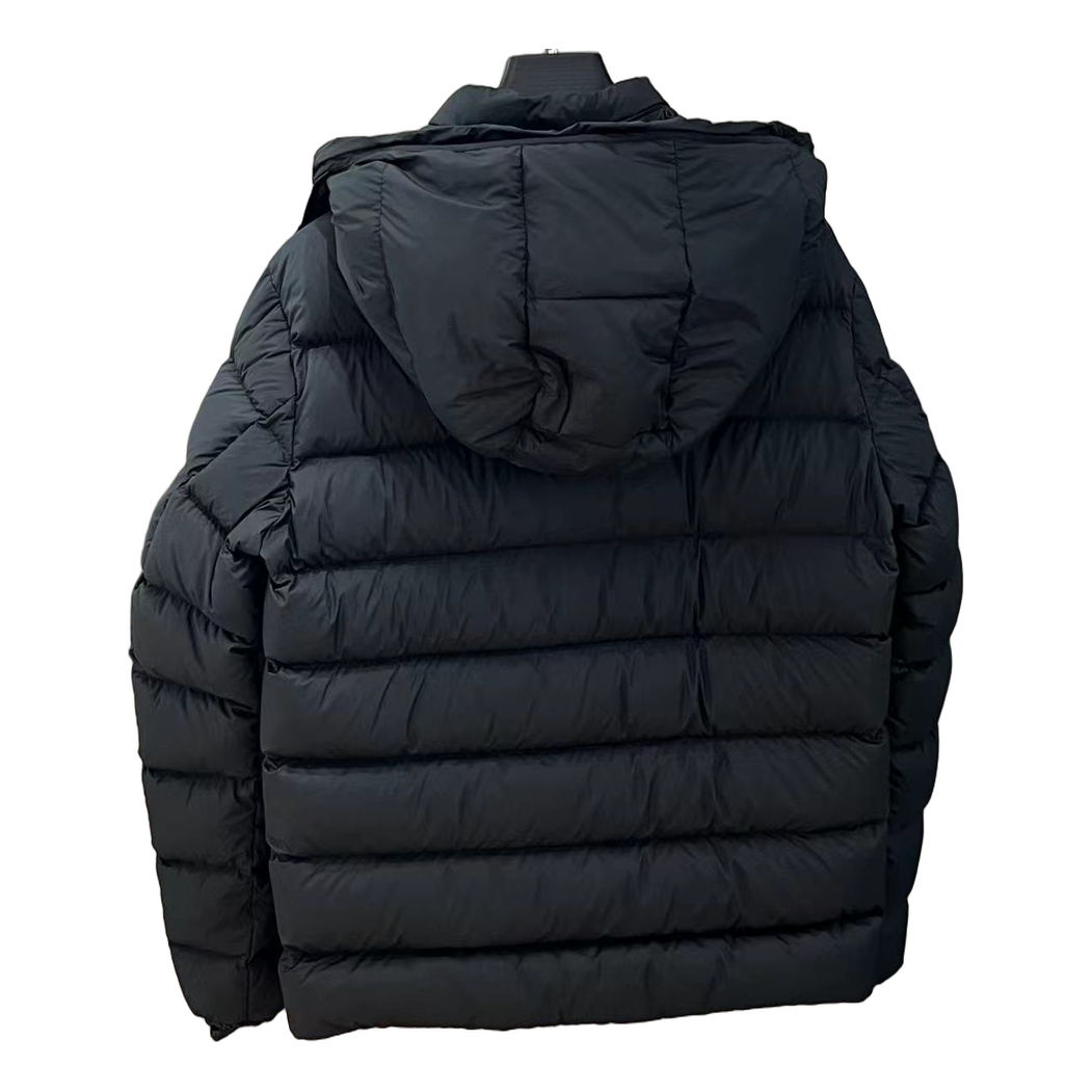 Moncler Vertical-Logo Placket Hooded Puffer Jacket – Black | Premium Down | Luxury Outerwear