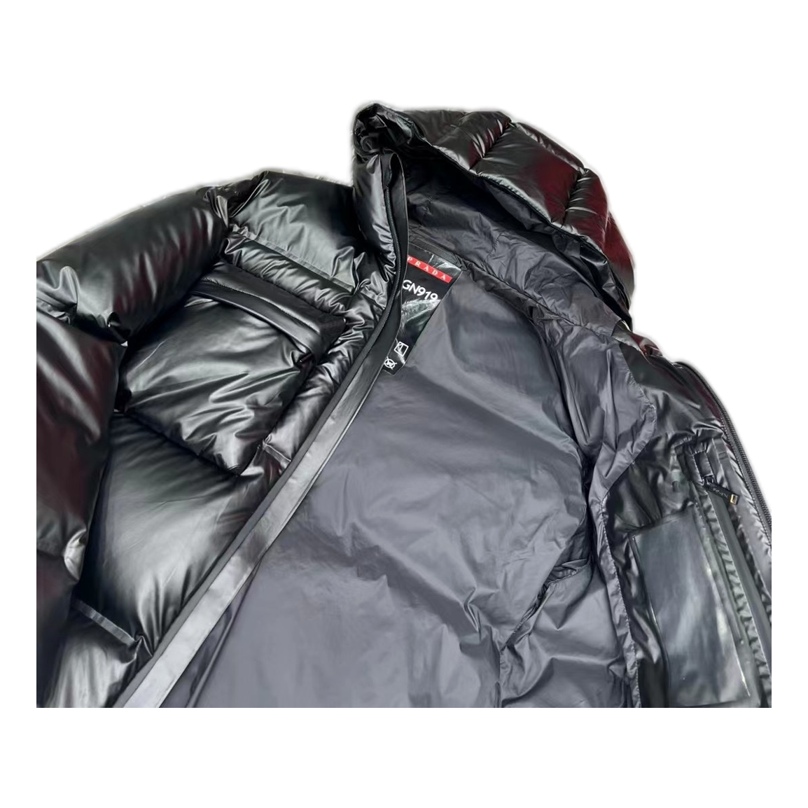 Prada Linea Rossa Hooded Puffer Jacket – Black | Luxury Technical Outerwear