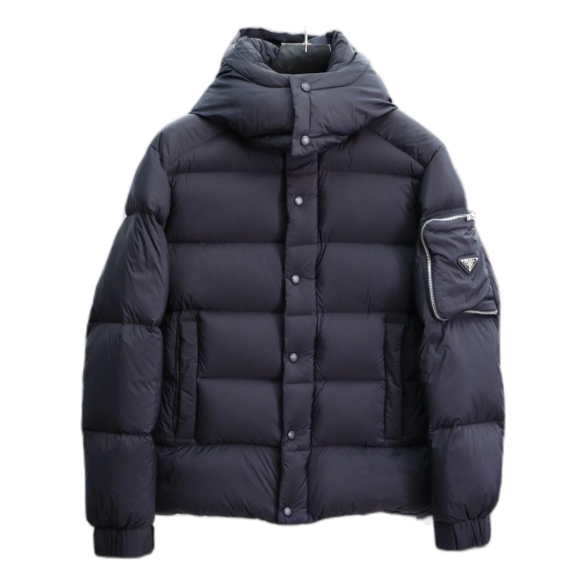 Prada Hooded Puffer Jacket with Sleeve Pouch | Signature Italian Luxury Outerwear