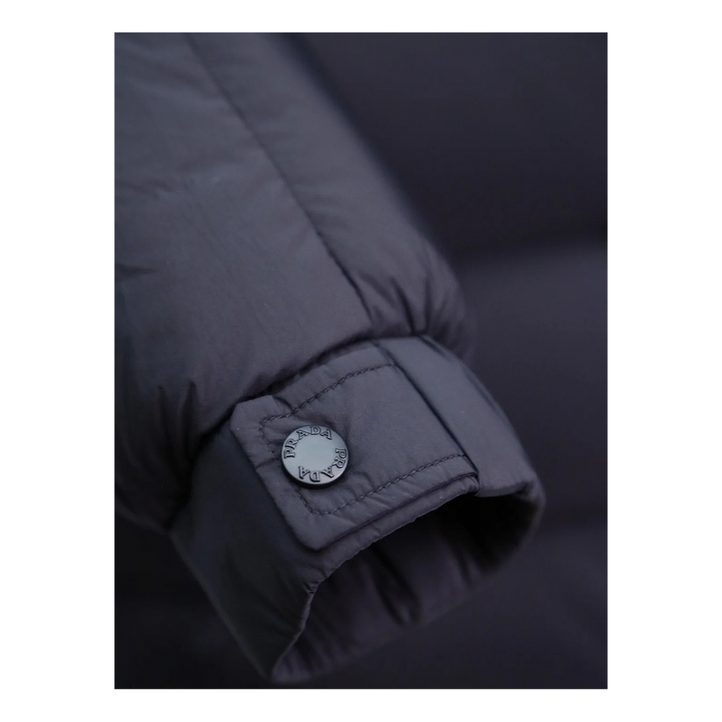 Prada Hooded Puffer Jacket with Sleeve Pouch | Signature Italian Luxury Outerwear