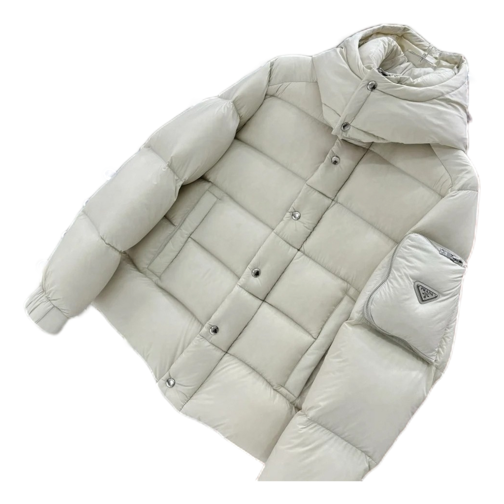 Prada Hooded Puffer Jacket with Sleeve Pouch | Premium Insulation | Italian Luxury